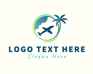 Coconut Tree - Travel Fly Airplane logo design