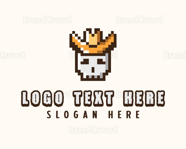 Pixelated Cowboy Skull Logo