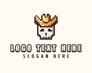 Streaming - Pixelated Cowboy Skull logo design