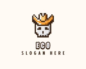 Streaming - Pixelated Cowboy Skull logo design