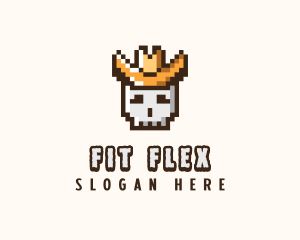 Skull - Pixelated Cowboy Skull logo design