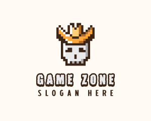 Pixelated Cowboy Skull logo design