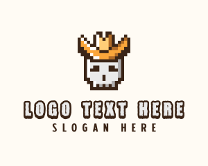 Pixel - Pixelated Cowboy Skull logo design