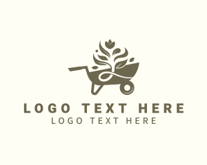 Land - Gardening Wheelbarrow Plant logo design
