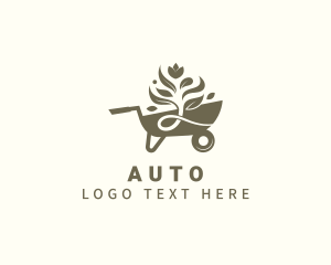 Gardening Wheelbarrow Plant Logo