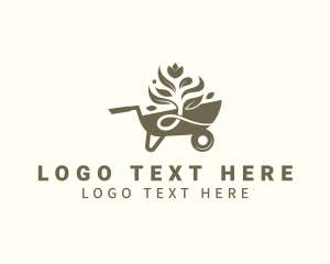 Gardening Wheelbarrow Plant Logo