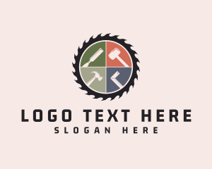 Lumber - Carpentry Tool Saw Badge logo design