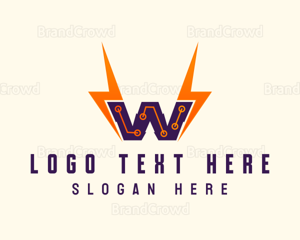 Electrical Lightning Letter W Logo