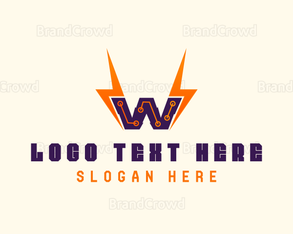 Electrical Lightning Letter W Logo