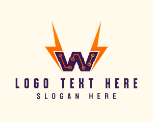 Outlet - Electrical Lightning Letter W logo design