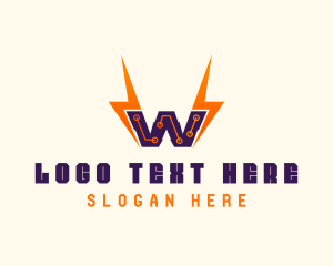 Outlet - Electrical Lightning Letter W logo design