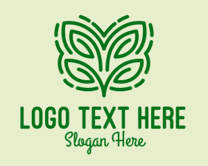 Vegetarian - Leaf Butterfly Line Art logo design