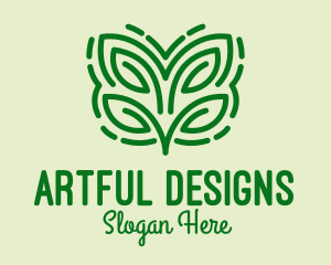 Leaf Butterfly Line Art logo design