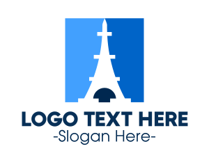 French - Blue Parisian Tower logo design