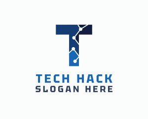 Cyber Tech Letter T logo design