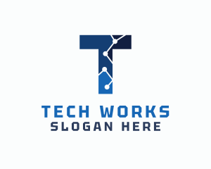 Cyber Tech Letter T logo design