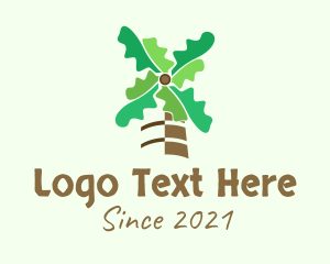 Natural Reserve - Tropical Coconut Tree logo design