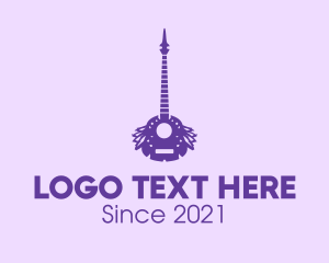 Purple Instrument - Purple Guitar Feathers logo design
