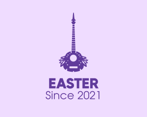 Purple Guitar Feathers logo design