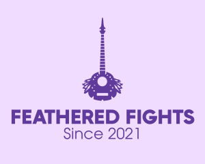 Purple Guitar Feathers logo design