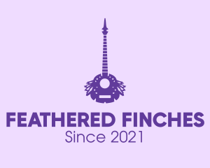 Purple Guitar Feathers logo design