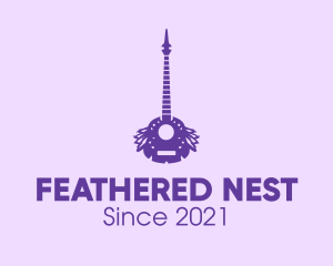 Purple Guitar Feathers logo design