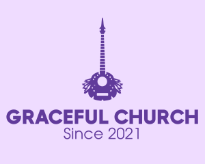 Rock Band - Purple Guitar Feathers logo design