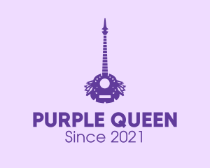 Purple Guitar Feathers logo design