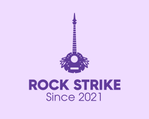 Purple Guitar Feathers logo design