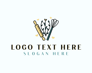 Bakeshop - Baker Rolling Pin Whisk logo design