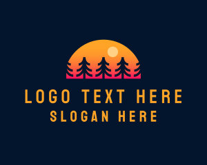 Sunset Pine Tree Forest Logo