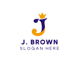 King Crown Letter J logo design