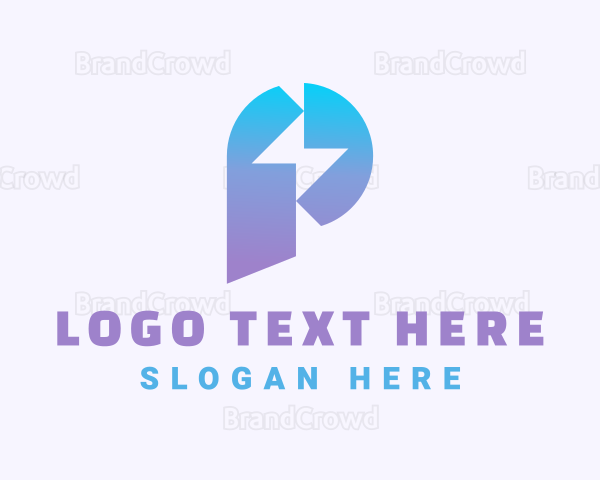 Gradient Lightning Letter P Logo