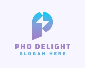 Gradient Lightning Letter P logo design