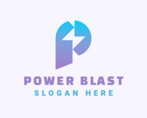 Gradient Lightning Letter P logo design