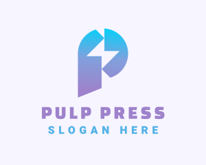 Gradient Lightning Letter P logo design