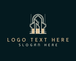 Structure - Cityscape Building Blueprint logo design