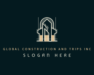 Cityscape Building Blueprint Logo