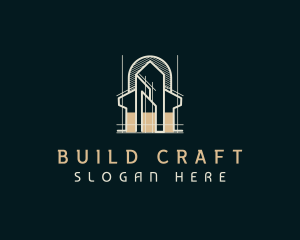 Cityscape Building Blueprint logo design