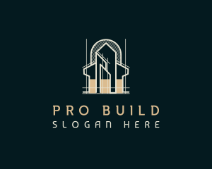 Cityscape Building Blueprint logo design