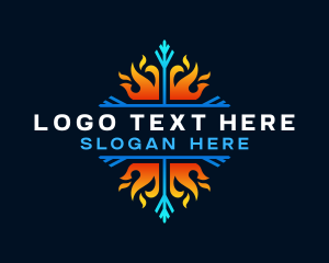 Flame - Heating Cooling Temperature logo design