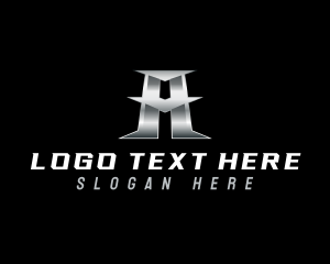 Technology - Industrial Metallic Steel Letter A logo design