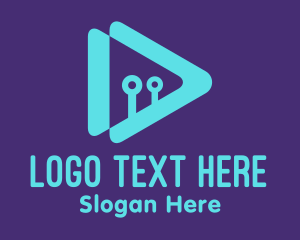 Video Player - Blue Tech Media Player logo design