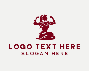 Muscular - Strong Woman Flex logo design