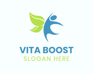 Vitamins - Dancing Human Leaf Wings logo design