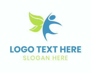 Leaf - Dancing Human Leaf Wings logo design