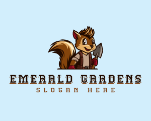 Squirrel Gardener Shovel logo design