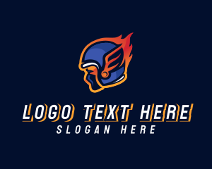 Helmet - Raging Helmet Flame logo design