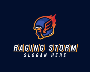 Raging Helmet Flame logo design