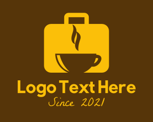 Brewed Coffee - Golden Suitcase Cafe logo design